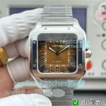 BV Factory Swiss Clone Cartier Santos de Cartier Brown Gradient Dial Stainless Steel Watch 